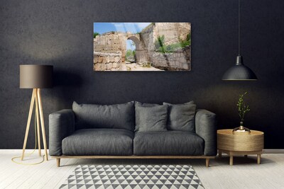 Glass Wall Art Ruin architecture grey brau