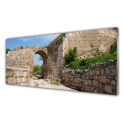 Glass Wall Art Ruin architecture grey brau