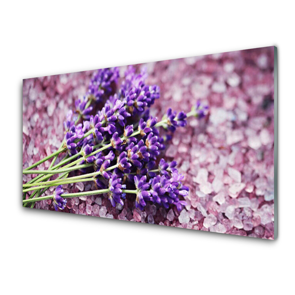 Glass Wall Art Flowers floral purple