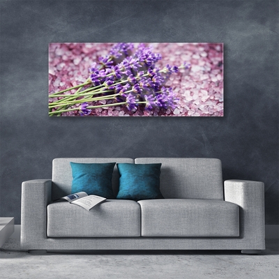 Glass Wall Art Flowers floral purple