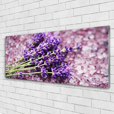 Glass Wall Art Flowers floral purple