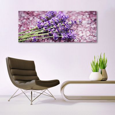 Glass Wall Art Flowers floral purple