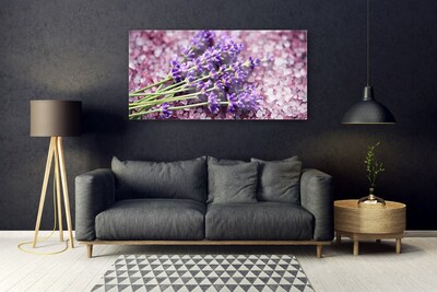 Glass Wall Art Flowers floral purple