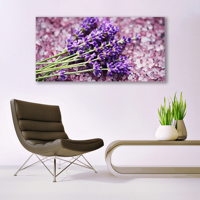 Glass Wall Art Flowers floral purple