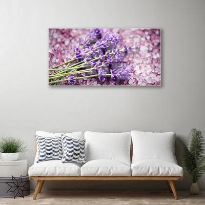 Glass Wall Art Flowers floral purple