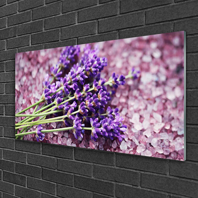 Glass Wall Art Flowers floral purple