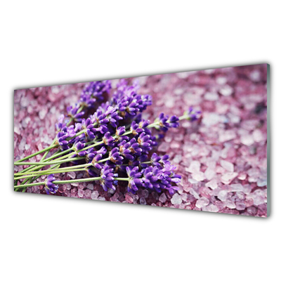 Glass Wall Art Flowers floral purple