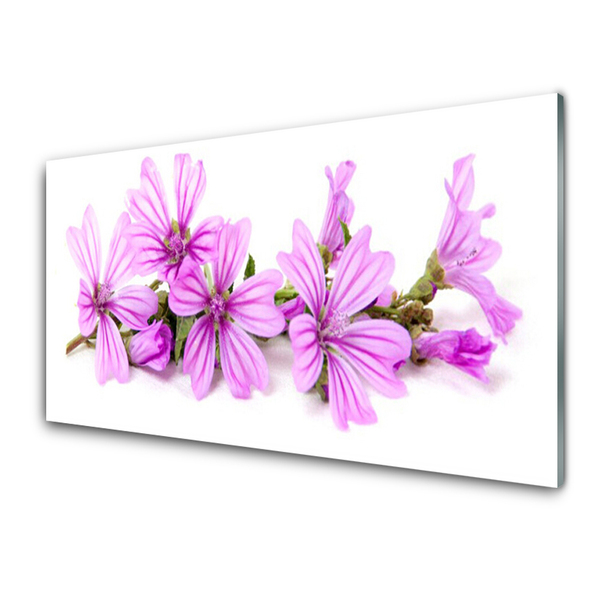 Glass Wall Art Flowers floral pink