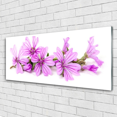 Glass Wall Art Flowers floral pink