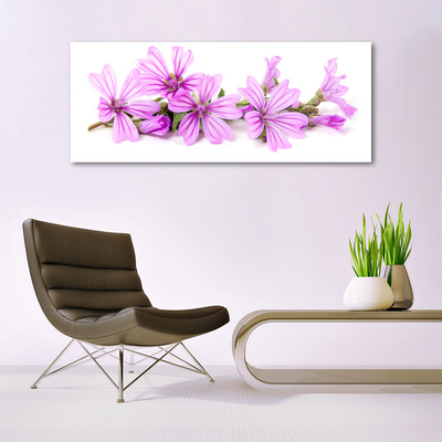 Glass Wall Art Flowers floral pink