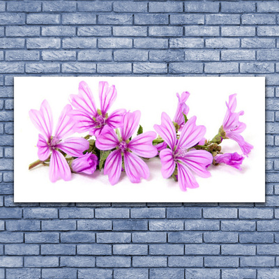 Glass Wall Art Flowers floral pink