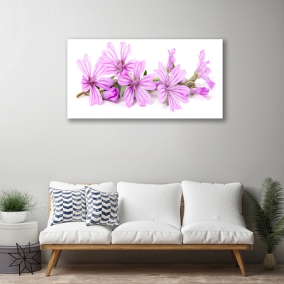 Glass Wall Art Flowers floral pink