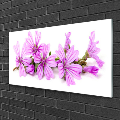 Glass Wall Art Flowers floral pink