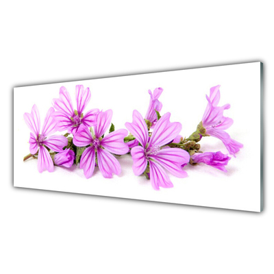 Glass Wall Art Flowers floral pink