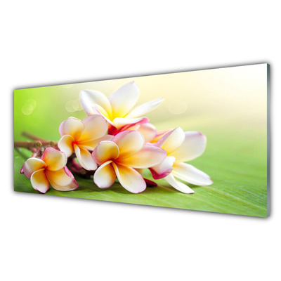 Glass Wall Art Flowers floral red white yellow