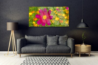 Glass Wall Art Flower floral yellow red