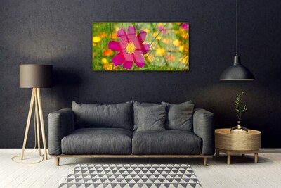 Glass Wall Art Flower floral yellow red