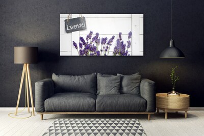 Glass Wall Art Flowers floral purple