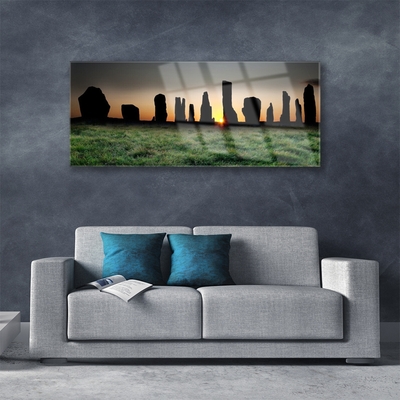 Glass Wall Art Rock art black