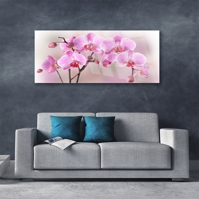 Glass Wall Art Flowers floral pink