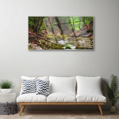 Glass Wall Art Forest nature brown green