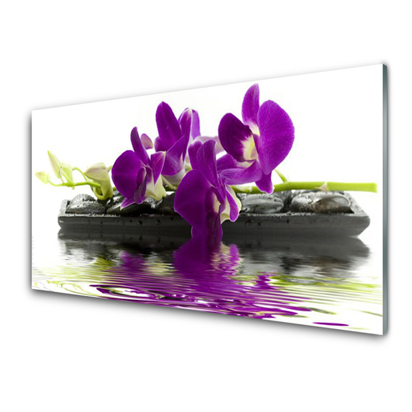 Glass Wall Art Flowers floral pink