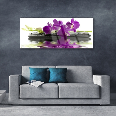 Glass Wall Art Flowers floral pink