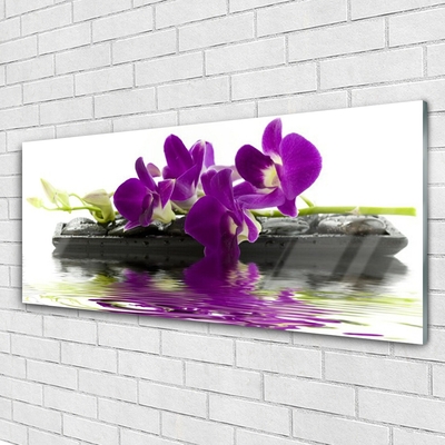 Glass Wall Art Flowers floral pink