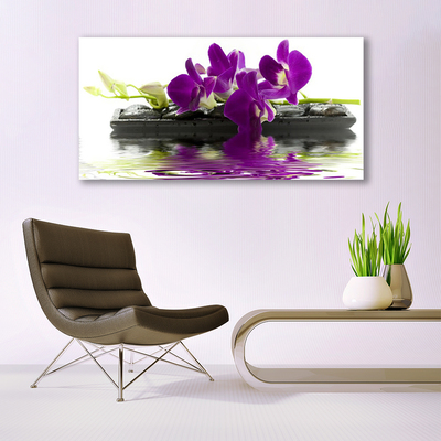 Glass Wall Art Flowers floral pink