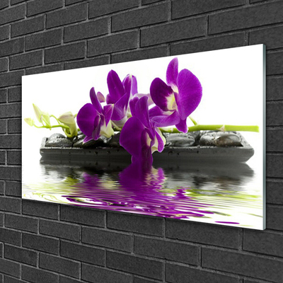 Glass Wall Art Flowers floral pink