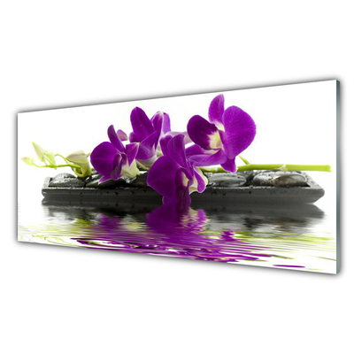 Glass Wall Art Flowers floral pink