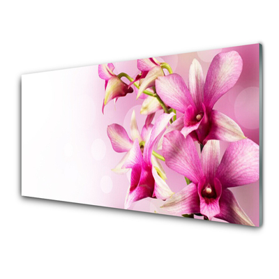 Glass Wall Art Flowers floral pink