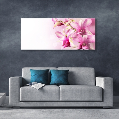 Glass Wall Art Flowers floral pink