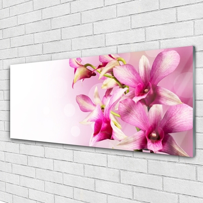 Glass Wall Art Flowers floral pink