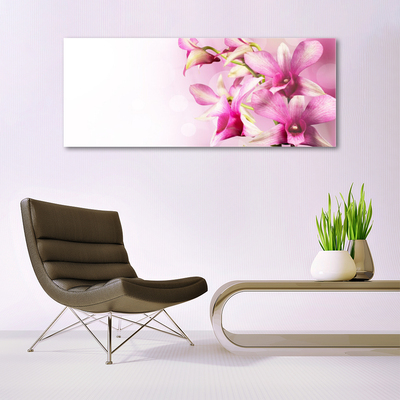 Glass Wall Art Flowers floral pink