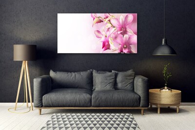 Glass Wall Art Flowers floral pink