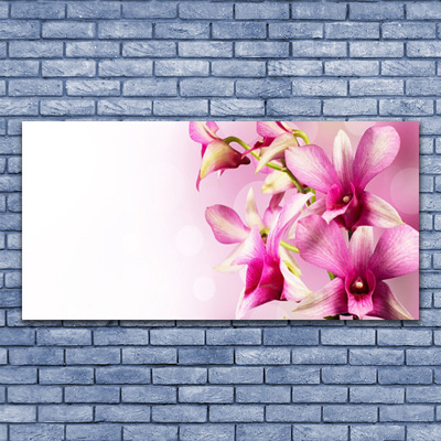 Glass Wall Art Flowers floral pink