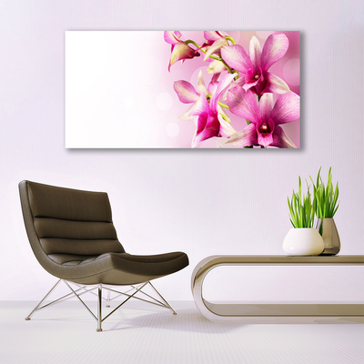 Glass Wall Art Flowers floral pink