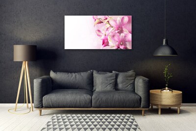 Glass Wall Art Flowers floral pink