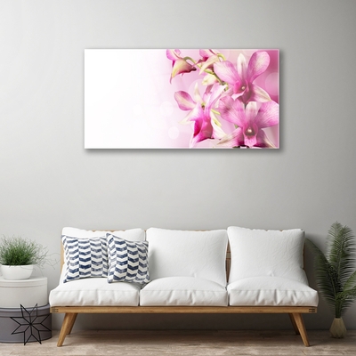 Glass Wall Art Flowers floral pink