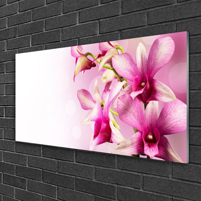 Glass Wall Art Flowers floral pink