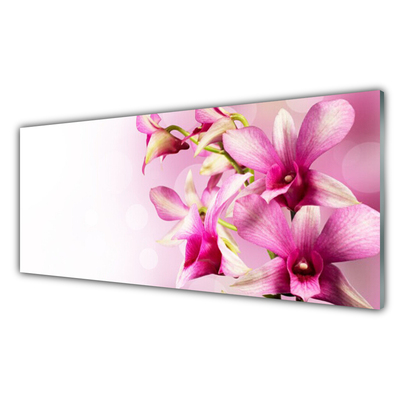 Glass Wall Art Flowers floral pink