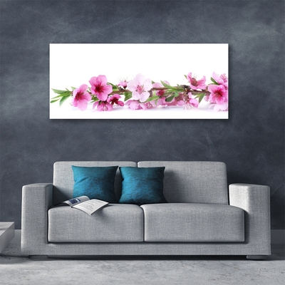 Glass Wall Art Flowers floral pink green