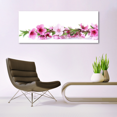 Glass Wall Art Flowers floral pink green