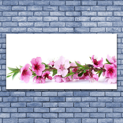 Glass Wall Art Flowers floral pink green