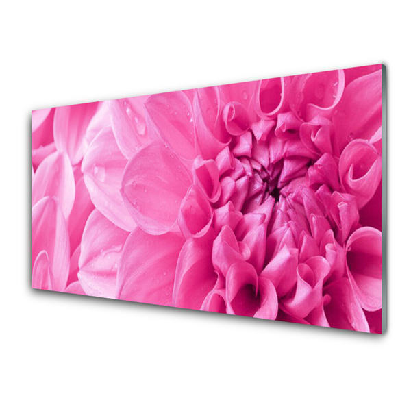 Glass Wall Art Flowers floral pink