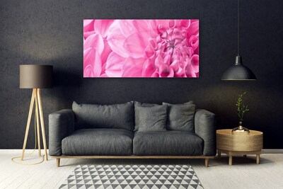 Glass Wall Art Flowers floral pink