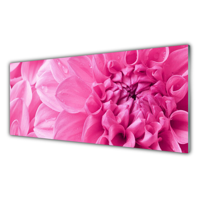 Glass Wall Art Flowers floral pink