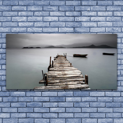 Glass Wall Art Bridge sea architecture grey