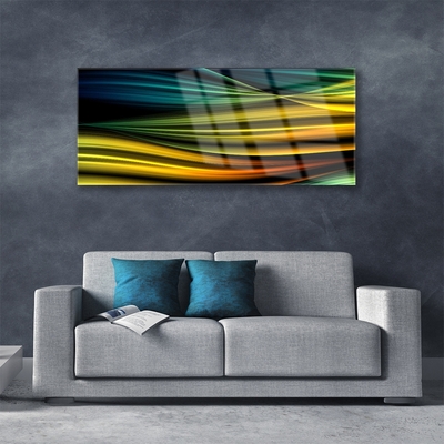 Glass Wall Art Abstract art blue yellow black